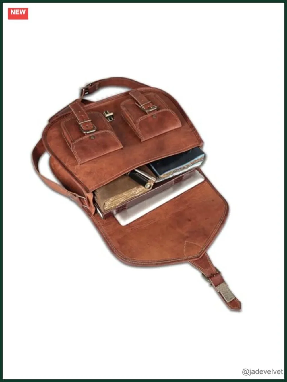 14 Inch Genuine Leather Satchel Tote Shoulder Bag Crossbody Travel Purse
